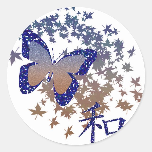 Butterfly Peace Stickers Runt Klistermärke (Framsida)