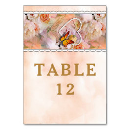 Butterfly Pearl Heart Blommigt Serenity Ro Bröllop Bordsnummer