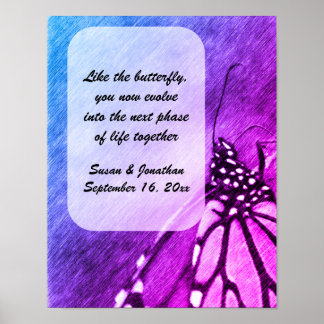 Butterfly Pencil Art Personlig Bröllop Poster