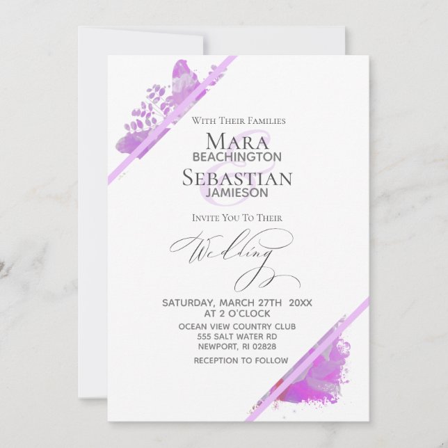 *~* Butterfly Peony-Blommigten QR OSA AR3 Bröllop Inbjudningar (Framsida)