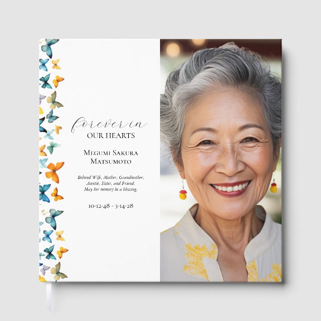 Butterfly Photo Funeral Guest Bok (Framsida)