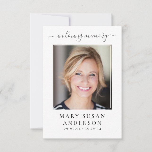 Butterfly Photo Funeral Memorial Prayer Card Anteckningskort (Framsida)