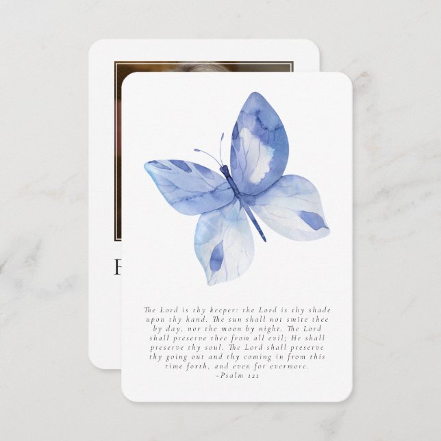 Butterfly Photo Funeral Prayer Card Tack Kort (Fram/baksida)