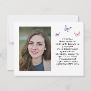 Butterfly Photo Funeral Tackkort Card Tack Kort