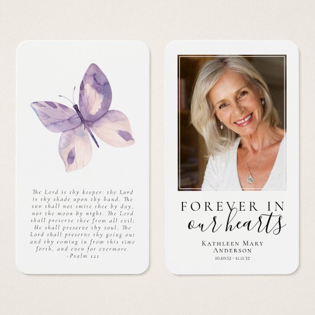 Butterfly Photo Memory Prayer Card Visitkort (Framsida & baksida)