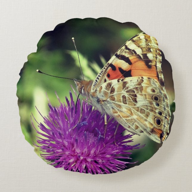 Butterfly Photo Round Cushion Rund Kudde (Framsidan)