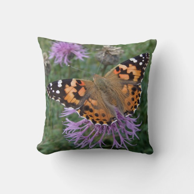 Butterfly Pillow, målad Dam Kudde (Framsida)
