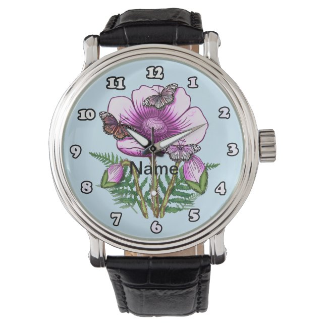 Butterfly Pink Poppy  Watch Armbandsur (Framsida)