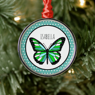 Butterfly Polka Dot Personlig jul Julgransprydnad Metall
