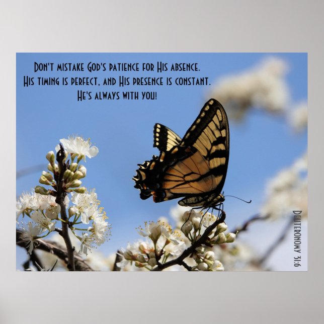 Butterfly Poster w Verse från Deuteronomy 31:6 (Framsidan)