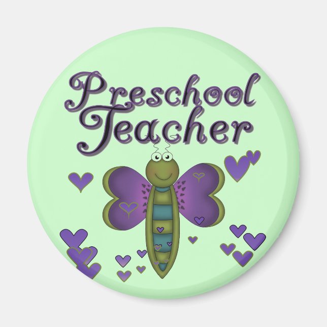 Butterfly Preschool Teacher Tshirts och Gifts Magnet (Framsidan)