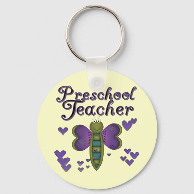 Butterfly Preschool Teacher Tshirts och Gifts Nyckelring (Framsida)
