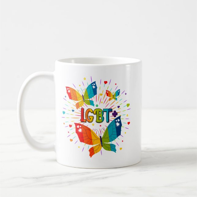Butterfly Pride Kärlek är Kärlek HBT-medvetenhet Kaffemugg (Vänster)