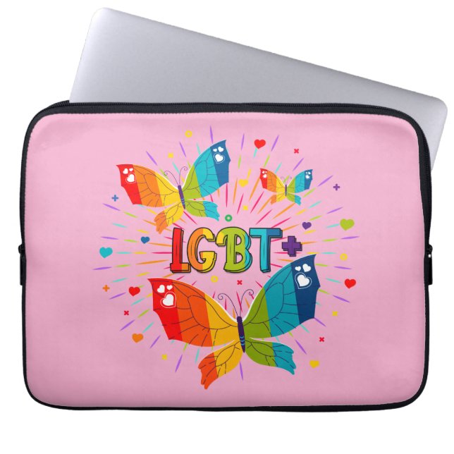 Butterfly Pride Kärlek är Kärlek HBT-medvetenhet Laptop Fodral (Framsidan)