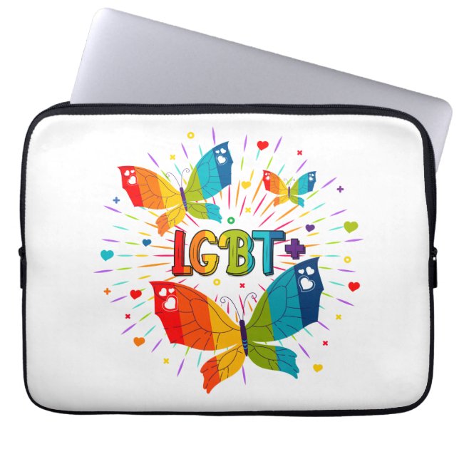 Butterfly Pride Kärlek är Kärlek HBT-medvetenhet Laptop Fodral (Framsidan)