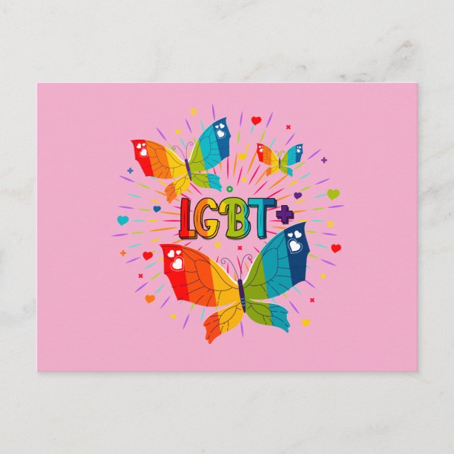 Butterfly Pride Kärlek är Kärlek HBT-medvetenhet Vykort (Framsida)