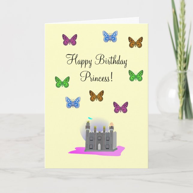 Butterfly Princess Birthday Card Kort (Framsida)