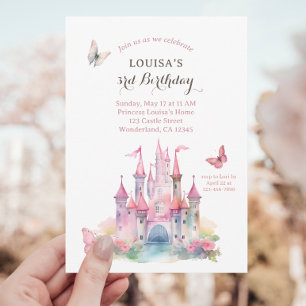 Butterfly Princess Castle Fairytale Birthday Inbjudningar