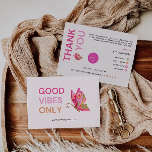 Butterfly Printable Tack You Card, Business Kort (Butterfly Printable Thank You Card, Business)