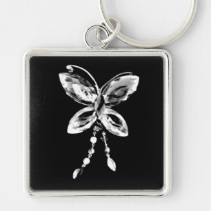 Butterfly Prism Fyrkantig Silverfärgad Nyckelring