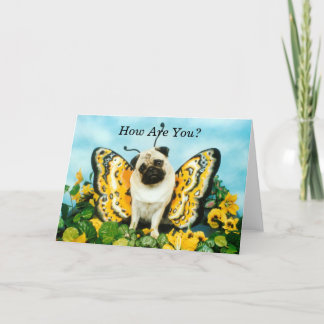 Butterfly Pug Note Card Kort