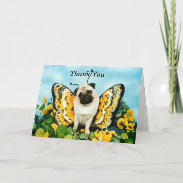 Butterfly Pug - tackkort (Framsida)