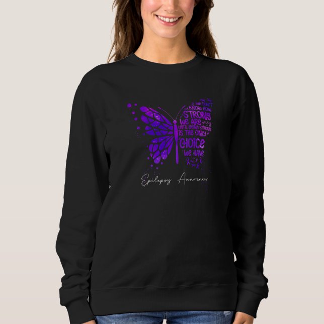 Butterfly Purple Ribbon Epilepsy Awareness T Shirt (Framsida)