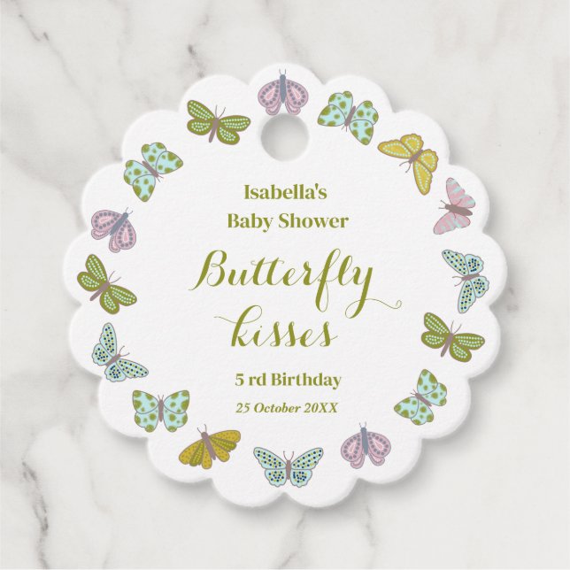 Butterfly pusses Girl Baby Shower Gift Gåvor Etiketter (Framsida)