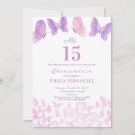 Butterfly Quinceanera 15th Birthday Invitationn Inbjudningar
