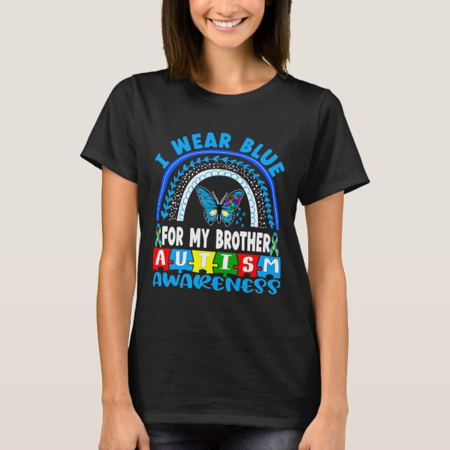 Butterfly Rainbow Autism Brother T Shirt (Framsida)