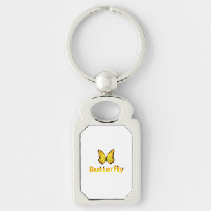 Butterfly Rektangulärt Silverfärgad Nyckelring