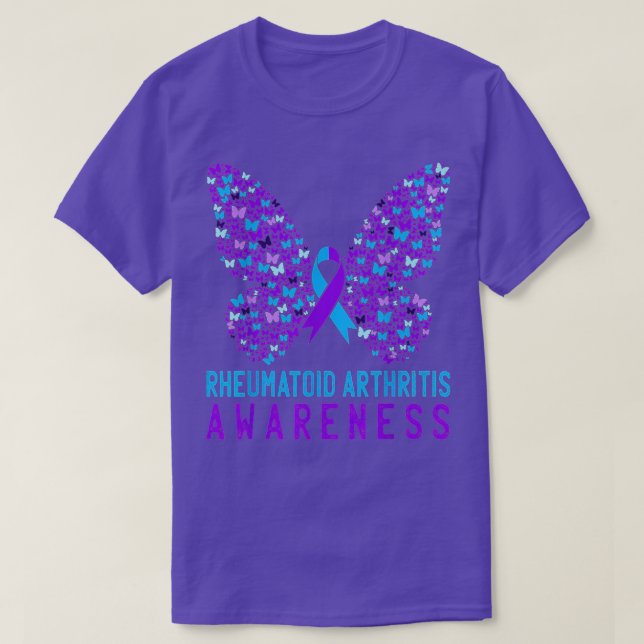 Butterfly Rheumatoid Arthritis Awareness RA Ribbon T Shirt (Design framsida)