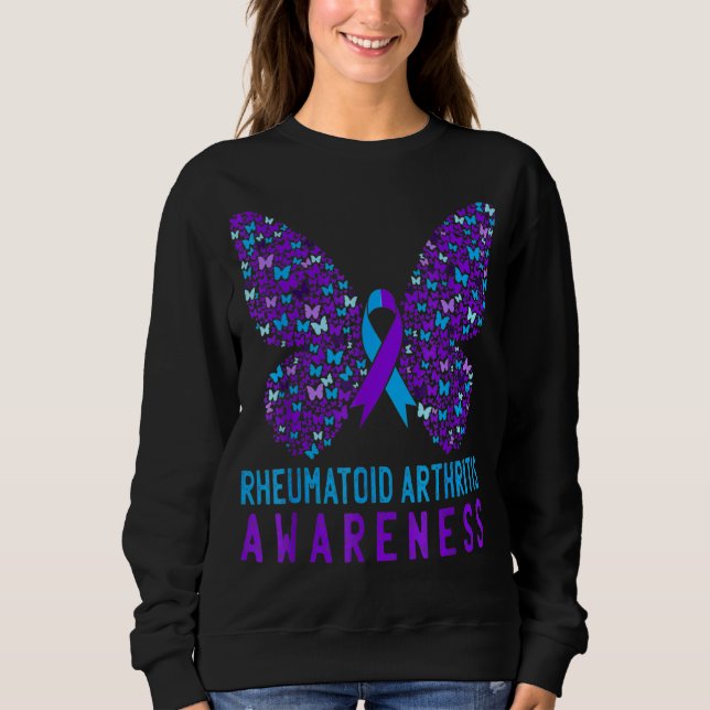 Butterfly Rheumatoid Arthritis Awareness RA Ribbon T Shirt (Framsida)
