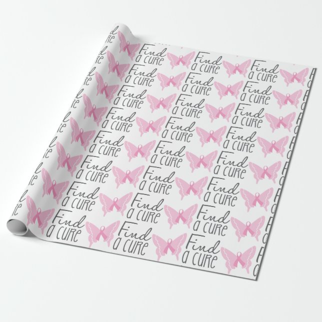 Butterfly Ribbion Breast Cancer Presentpapper (Utrullad)