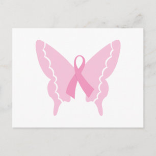 Butterfly Ribbion Breast Cancer Vykort
