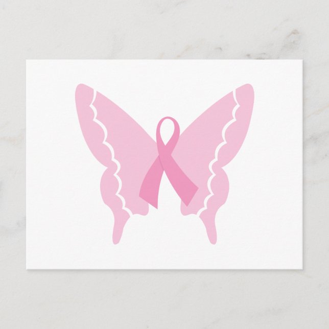 Butterfly Ribbion Breast Cancer Vykort (Framsida)