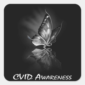 Butterfly Ribbon CVID Awareness Sweatshirt182 Fyrkantigt Klistermärke