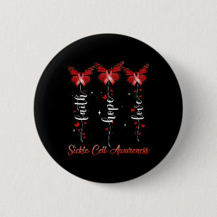 Butterfly Ribbon Faith Hope Kärlek Sickle Cell Med Knapp