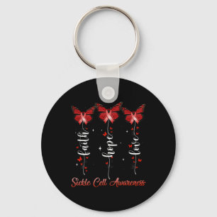 Butterfly Ribbon Faith Hope Kärlek Sickle Cell Med Nyckelring