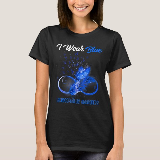 Butterfly Ribbon Feather Hydrocephalus Awareness T Shirt (Framsida)