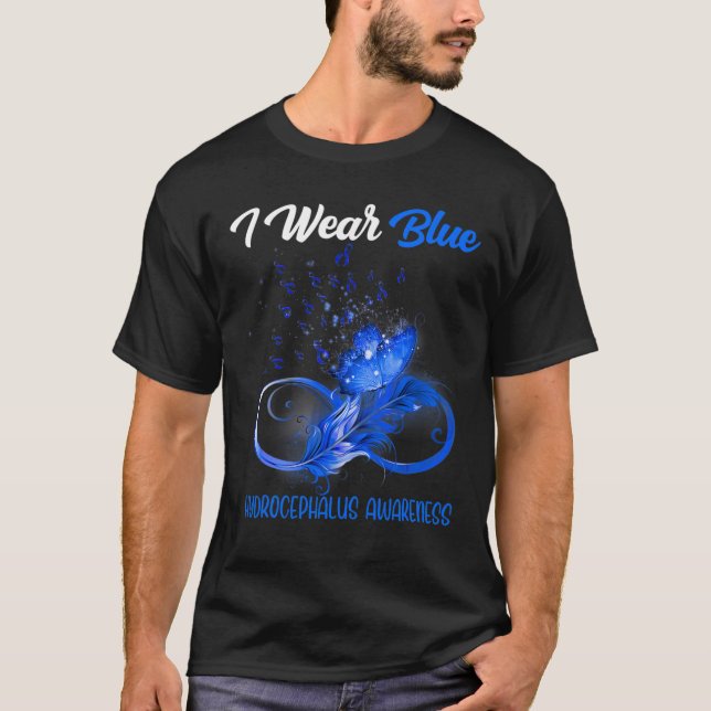 Butterfly Ribbon Feather Hydrocephalus Awareness T Shirt (Framsida)