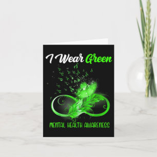 Butterfly Ribbon Feather Mental Health Awareness Kort
