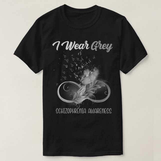 Butterfly Ribbon Feather Schizophrenia Awareness T Shirt (Design framsida)