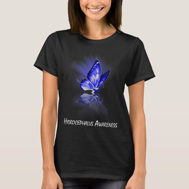 Butterfly Ribbon Hydrocephalus Awareness T Shirt (Framsida)