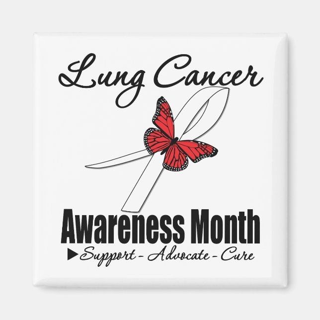 Butterfly Ribbon - Lung Cancer Awareness Month Magnet (Framsidan)