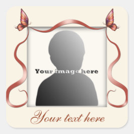 Butterfly Ribbon Photo Square Fyrkantigt Klistermärke
