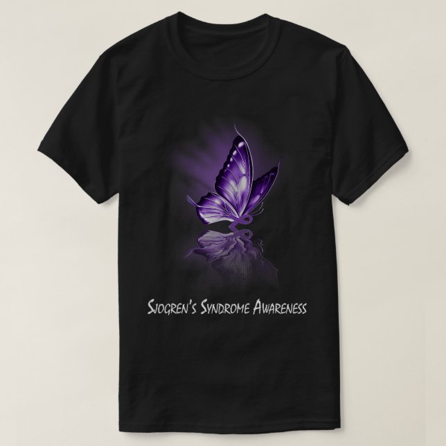 Butterfly Ribbon Sjogrens syndrom T Shirt (Design framsida)
