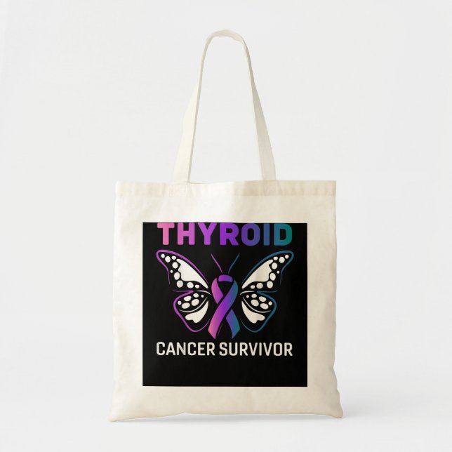 Butterfly Ribbon Thyroid Cancer Survivor Tygkasse (Framsidan)