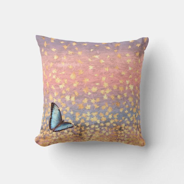 Butterfly Ro Guld Flakes Abstract Design Kudde (Framsida)