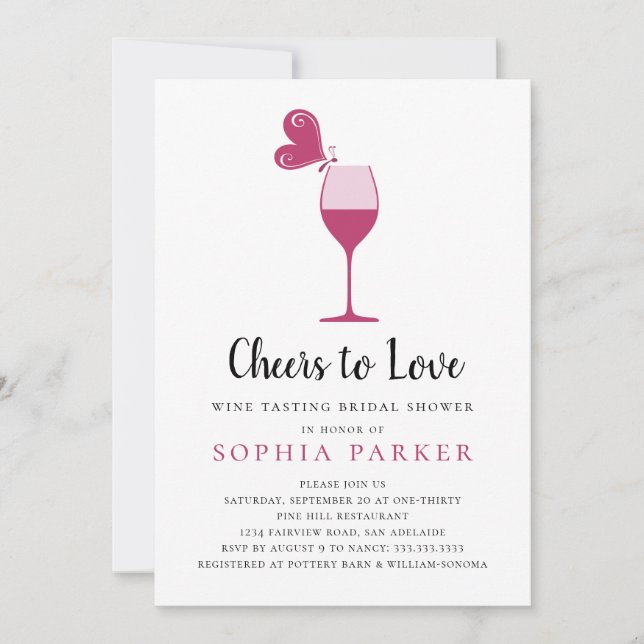 Butterfly Ro Vin Tasting Möhippa Inbjudningar (Framsida)